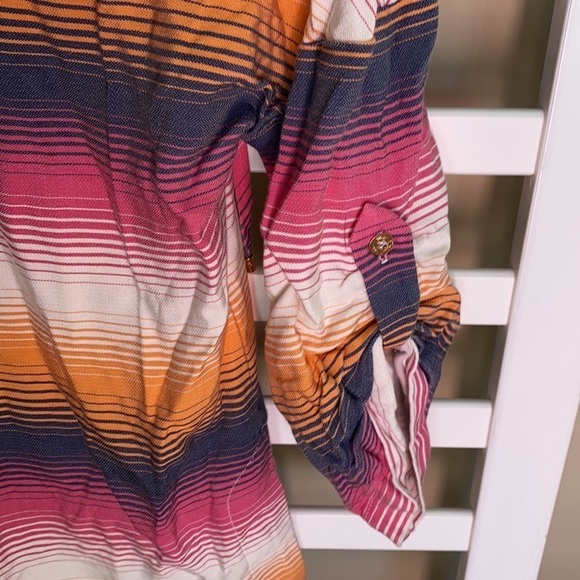 TRINA TURK STRIPED HOODIE V NECK PULLOVER TOP MULTI COLOR Size XS - Picture 9 of 16